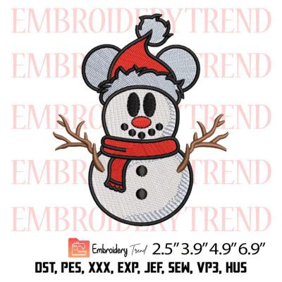 Mickey Snowman Embroidery Design – Disney Christmas Embroidery Digitizing File