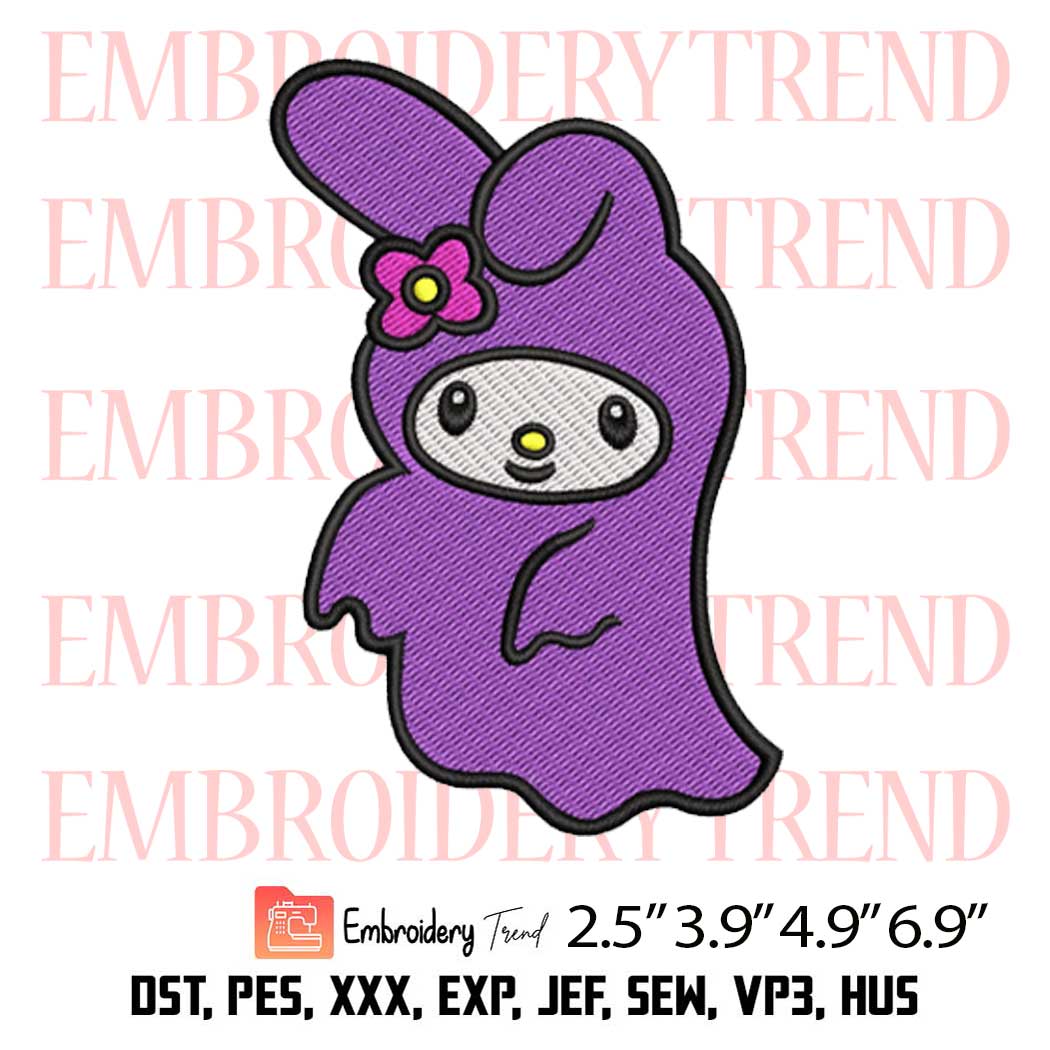 My Melody Ghost Embroidery Design – Sanrio Halloween Embroidery Digitizing File