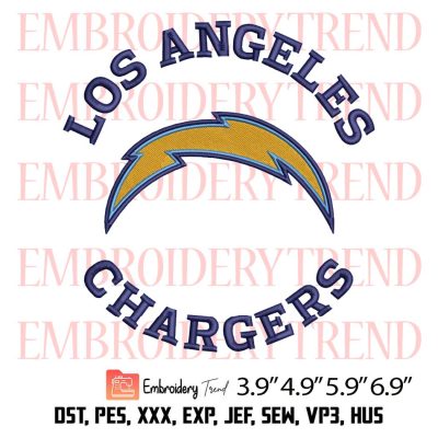 NFL Los Angeles Chargers Embroidery Design – American Football Embroidery Digitizing File