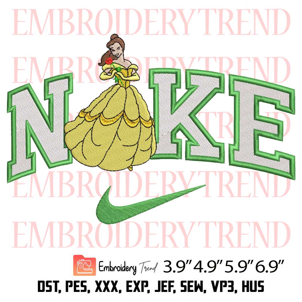 Belle Disney x Nike Embroidery Design – Movies Beauty and the Beast Embroidery Digitizing File