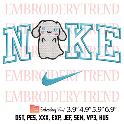 Cute Nike Girl Ghost Embroidery Design – Halloween Embroidery Digitizing File