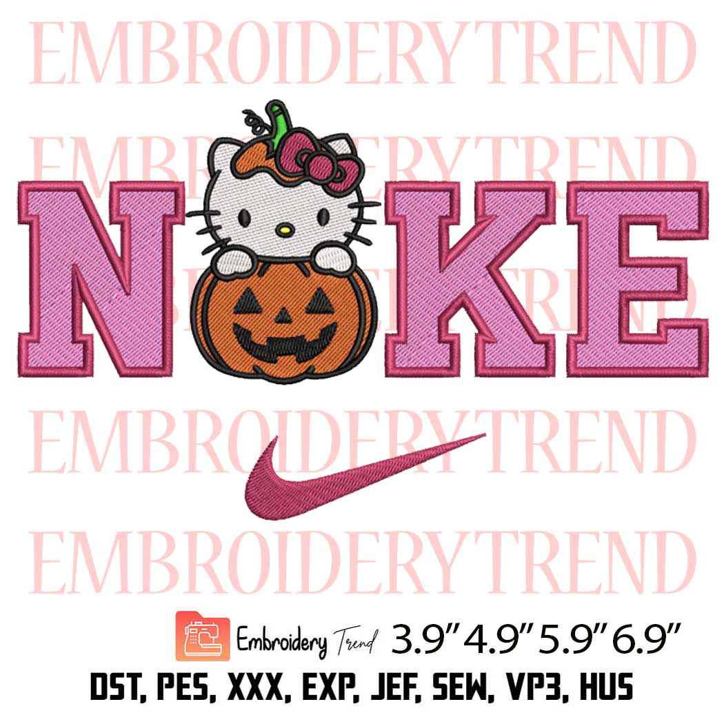 Nike Hello Kitty Pumpkin Embroidery Design – Halloween Embroidery Digitizing File