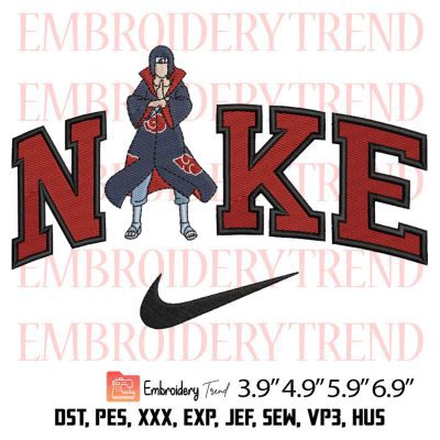Itachi Logo Nike Embroidery Design – Naruto Anime Embroidery Digitizing File