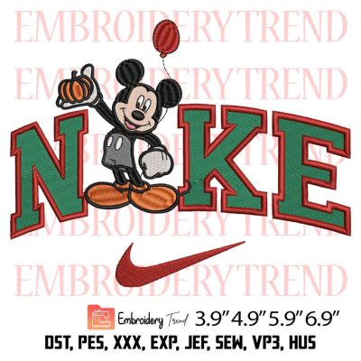 Nike Mickey Halloween Party Embroidery Design – Disney Halloween Embroidery Digitizing File