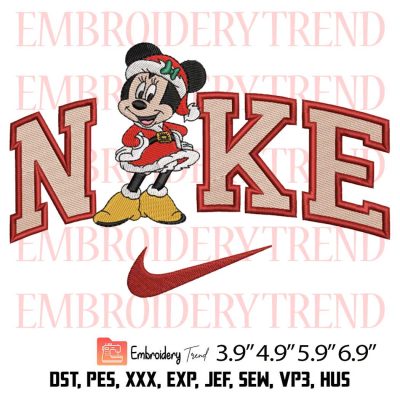 Nike Minnie Mouse Christmas Embroidery Design – Mickey And Minnie Couple Embroidery Digitizing File