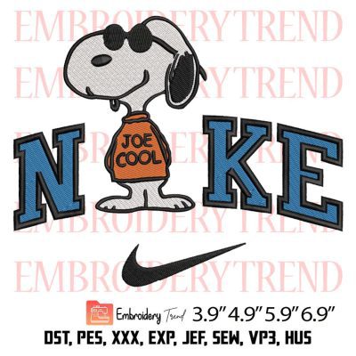 Nike Snoopy Joe Cool Embroidery Design – Snoopy Funny Embroidery Digitizing File