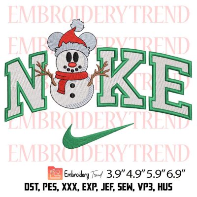 Nike Snowman Mickey Mouse Embroidery Design – Christmas Nike Embroidery Digitizing File