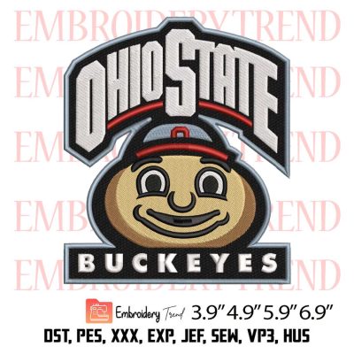 Ohio State Buckeyes Mascot Logo Embroidery Design – Buckeyes University Mascot Embroidery Digitizing File