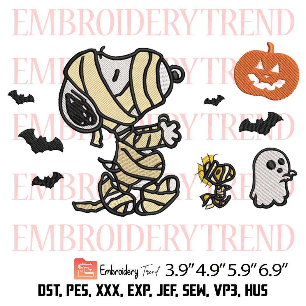Halloween Peanuts Snoopy Mummy Embroidery Design – Funny Halloween Embroidery Digitizing File