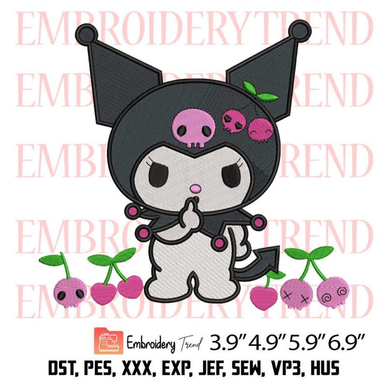 Kuromi In Heart Embroidery Design Cute Kuromi Cartoon Embroidery