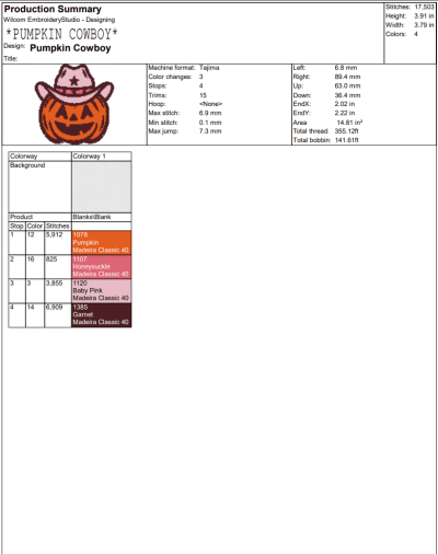 Pumpkin Cowboy Embroidery Design – Howdy Pumpkin Halloween Embroidery Digitizing File