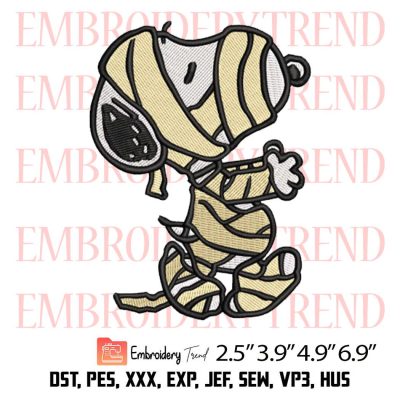 Snoopy Mummy Embroidery Design – Cartoon Halloween Embroidery Digitizing File