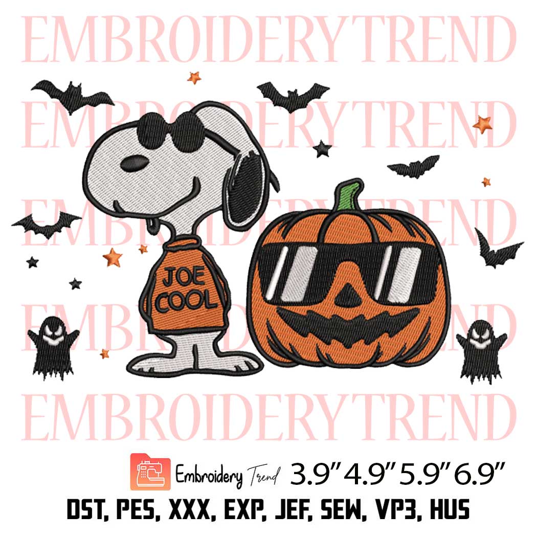 Snoopy Joe Cool Pumpkin Halloween Embroidery Design – Snoopy Halloween Embroidery Digitizing File
