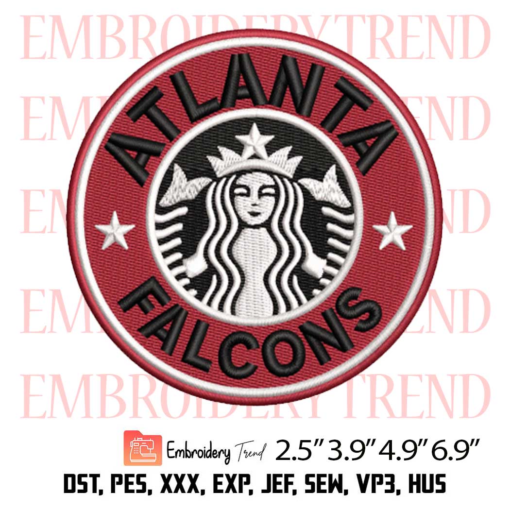 Atlanta Falcons Starbucks Logo Embroidery Design – Sport NFL Starbucks Embroidery Digitizing File