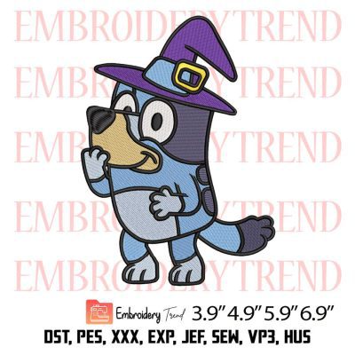 Bluey Witches Halloween Embroidery Design – Cartoon Halloween Embroidery Digitizing File