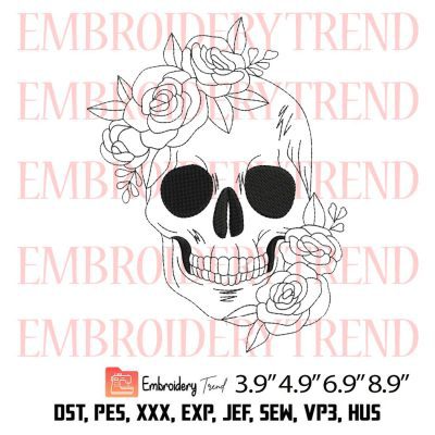 Floral Skull Embroidery Design – Skull Halloween Embroidery Digitizing File