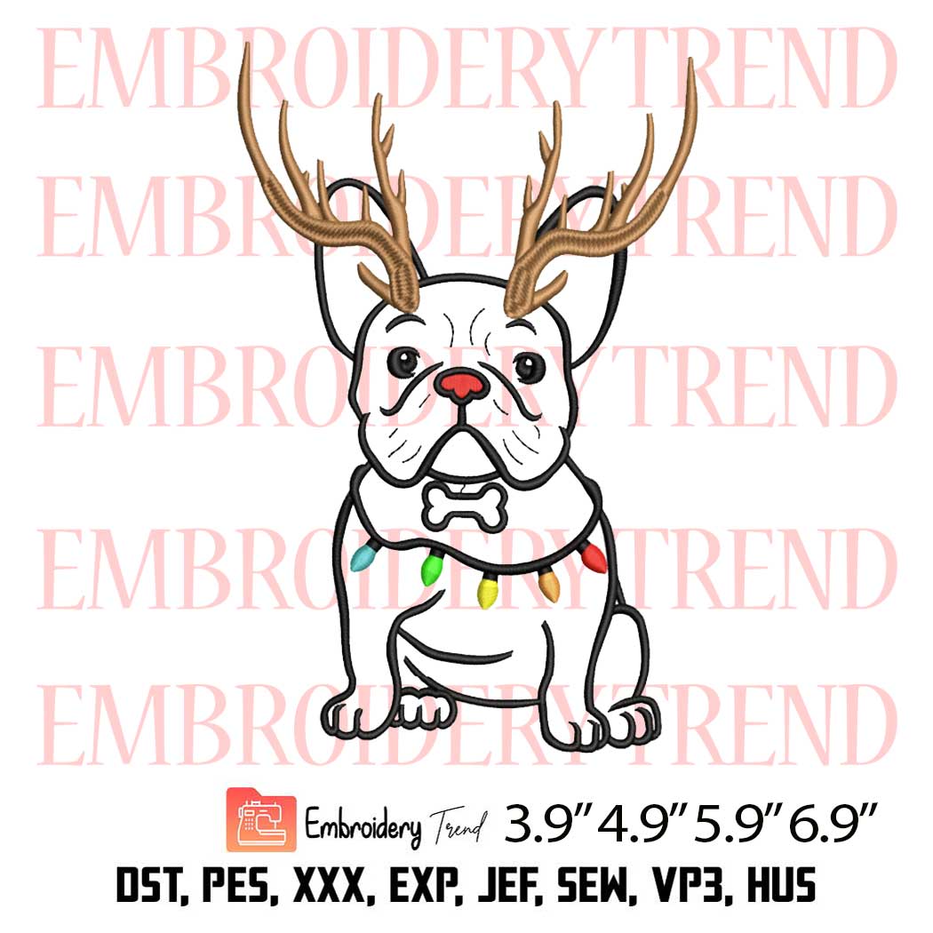 French Bulldog Christmas Embroidery Design, For Dog Lovers Embroidery Digitizing File