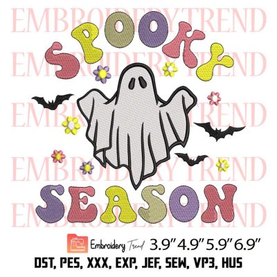 Ghost Spooky Season Embroidery Design – Halloween Embroidery Digitizing File