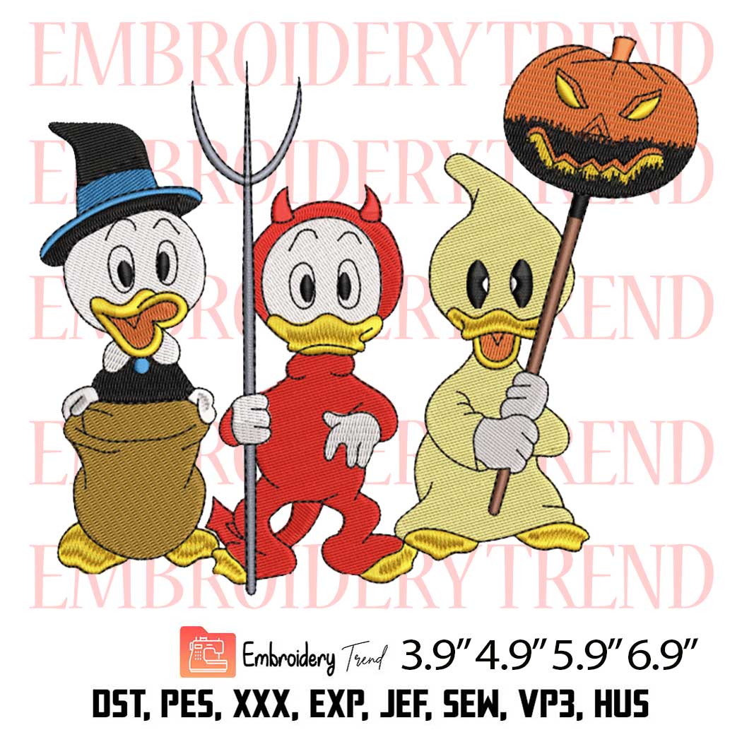 Halloween Huey Dewey And Louie Embroidery Design – Disney Duck Halloween Embroidery Digitizing File