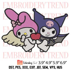 Kuromi And My Melody Heart Embroidery Design – Sanrio Cartoon ...