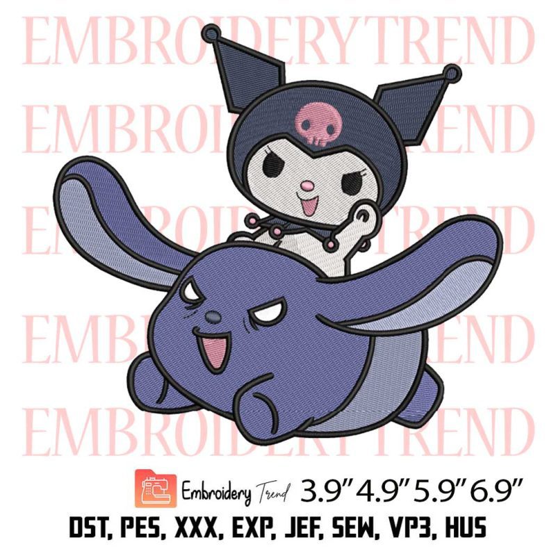 Kuromi In Heart Embroidery Design – Cute Kuromi Cartoon Embroidery ...