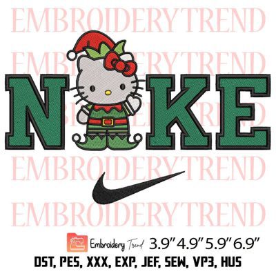 Hello Kitty Elf Nike Embroidery Design – Merry Christmas Embroidery Digitizing File
