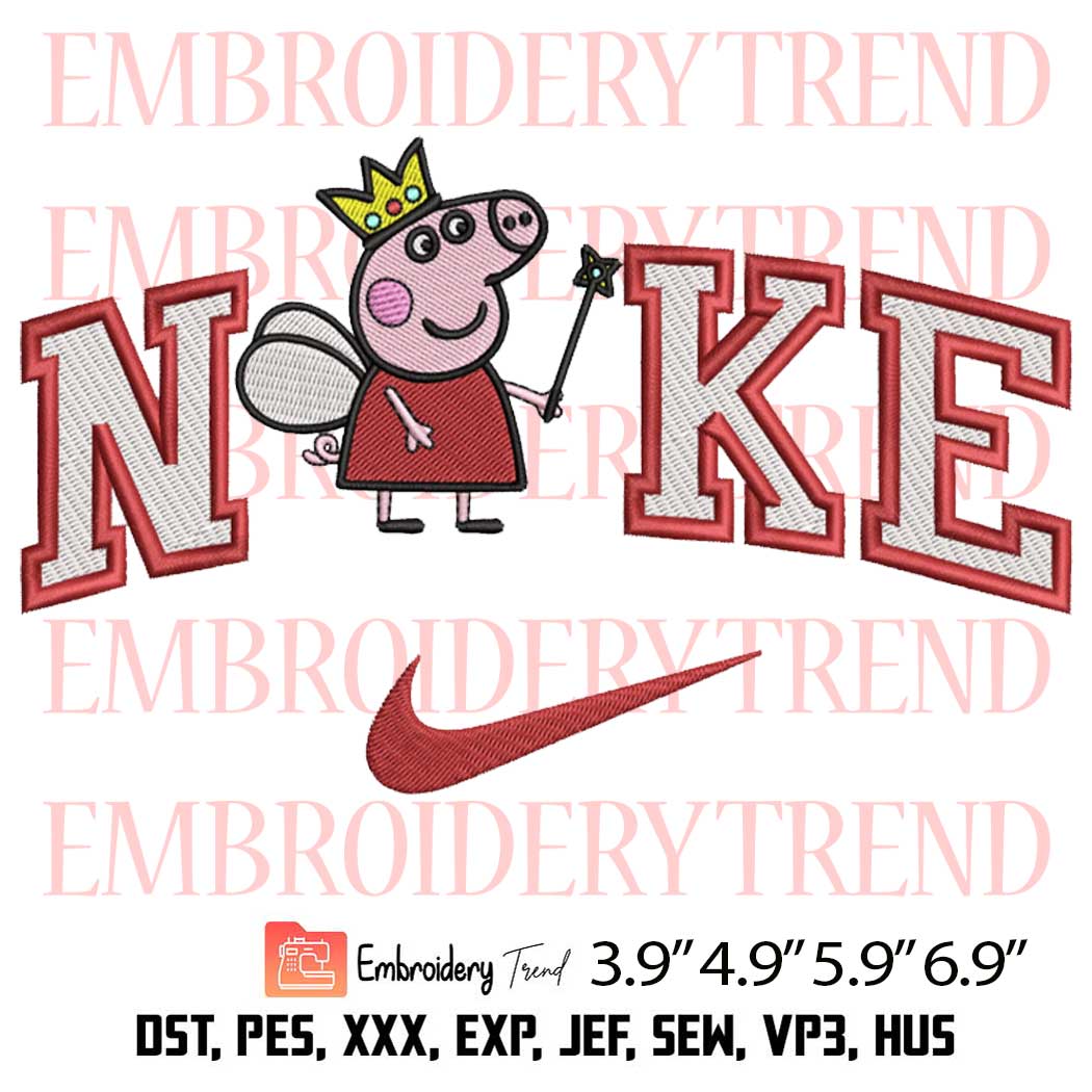Nike Peppa Pig Princess Embroidery Design – Cartoon Embroidery Digitizing File
