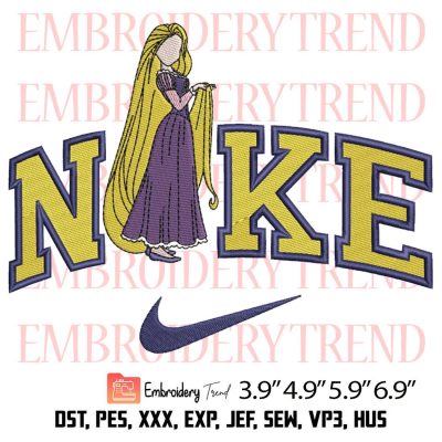 Nike Princess Rapunzel Embroidery Design, Disney Couple Rapunzel and Flynn Embroidery Digitizing File