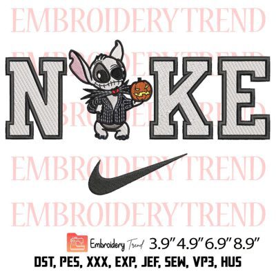 Nike x Stitch Jack Skellington Embroidery Design – Disney Halloween Embroidery Digitizing File
