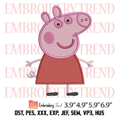 Peppa Pig Cartoon Embroidery Design –  Peppa Pig Cute Embroidery Digitizing File