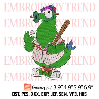 Phillies Phanatic Baseball Mascot Embroidery Design – MLB Baseball Embroidery Digitizing File