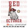 Ghost Boys Baseball Player Embroidery Design – Halloween Baseball Embroidery Digitizing File