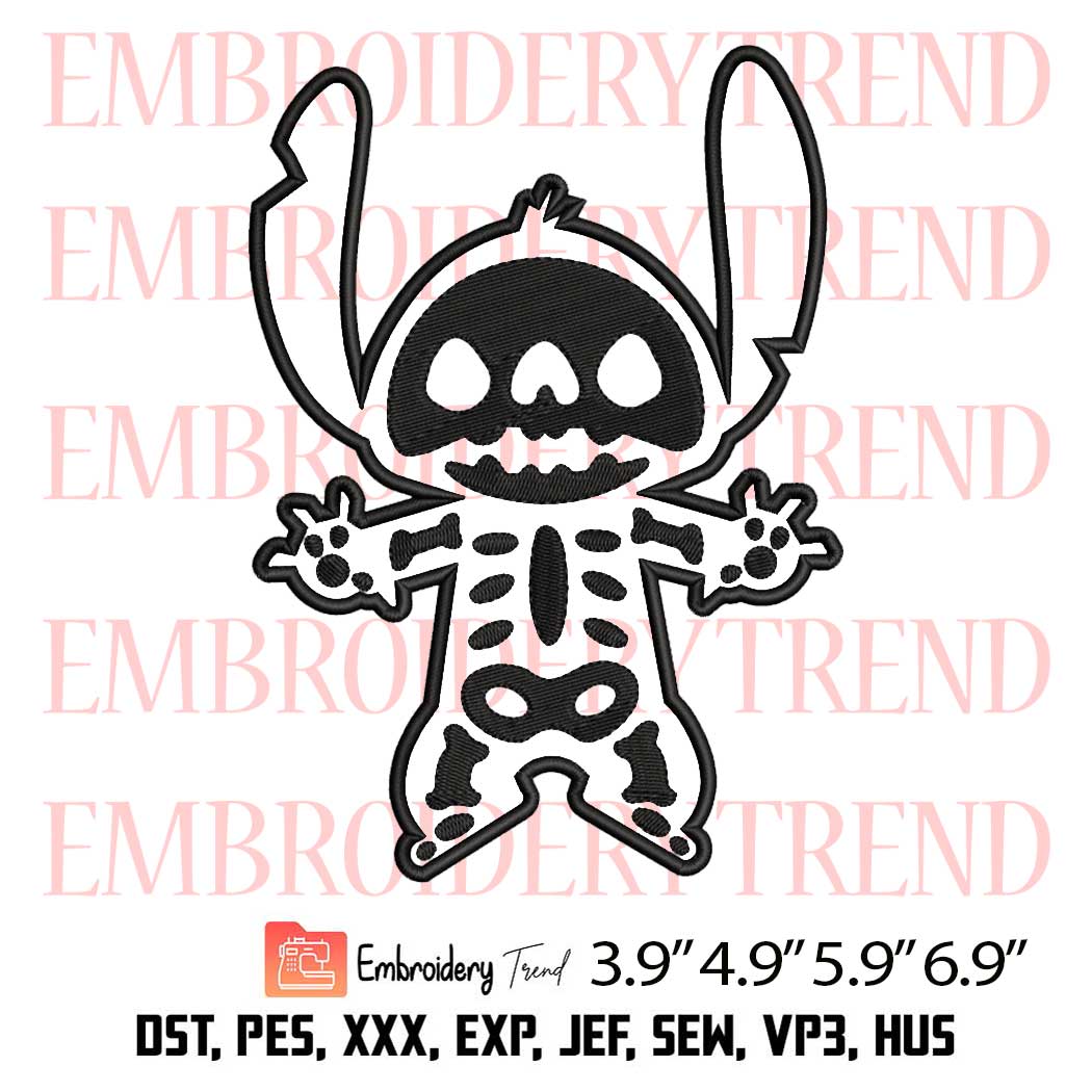 Stitch Skeleton Embroidery Design – Disney Halloween Embroidery Digitizing File
