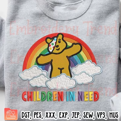2023 Pudsey Bear Children In Need Embroidery Design, BBC Spotty Day Embroidery Digitizing File