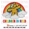 Pudsey Bear Christmas Embroidery Design, Children In Need Embroidery Digitizing File