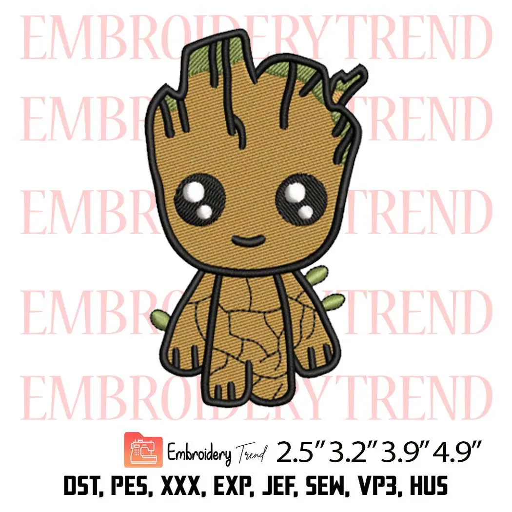 Baby Groot Embroidery Design, Cute Groot Marvel Embroidery Digitizing File