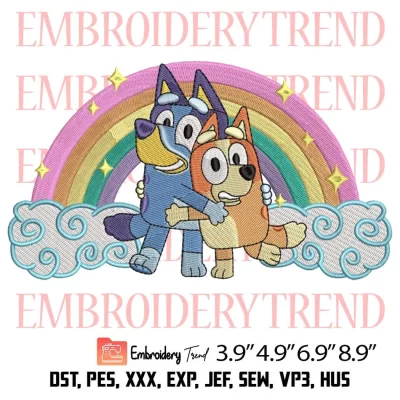 Bluey Bingo Rainbow Embroidery Design, Cute Disney Bluey Embroidery Digitizing File