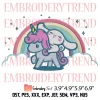 Christmas Unicorn Ride Cinnamoroll and Friends Embroidery Design, Christmas Sanrio Embroidery Digitizing File