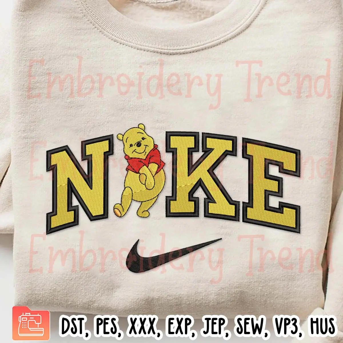 Cute Winnie Disney x Nike Embroidery Design, Winnie The Pooh Disney Embroidery Digitizing File