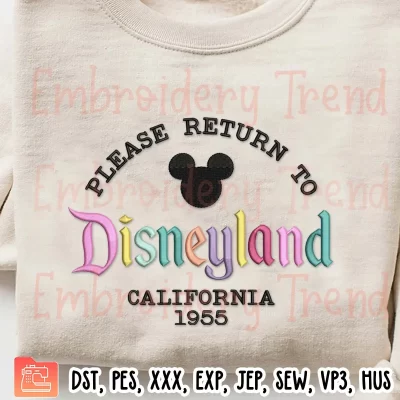 Disneyland California 1955 Embroidery Design, Disney Trip Embroidery Digitizing Pes File