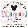 Disneyland Christmas Est 1959 Embroidery Design, Disneyland California Embroidery Digitizing Pes File