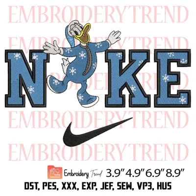 Nike Donald Duck Wearing Pajama Embroidery Design, Disney Christmas Embroidery Digitizing File