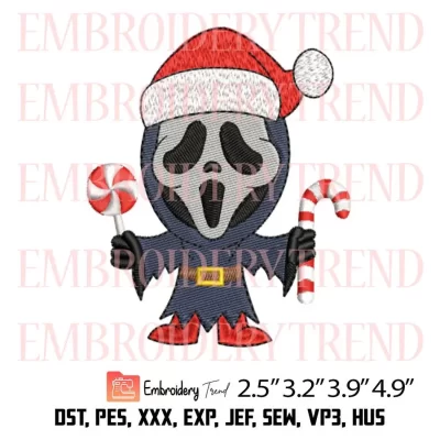 Ghostface Xmas Embroidery Design, Christmas x Halloween Embroidery Digitizing File