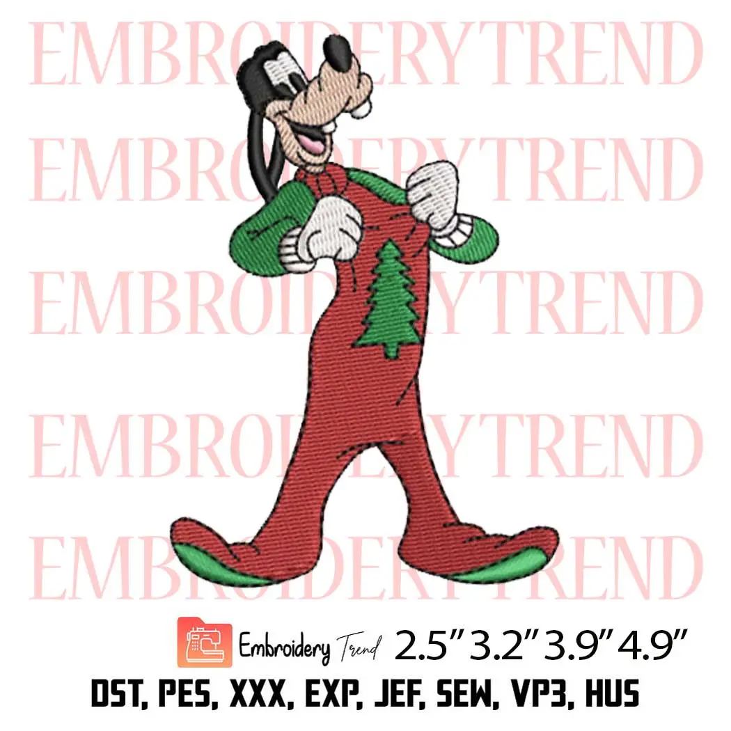 Goofy Christmas Embroidery Design, Disney x Christmas Embroidery Digitizing File
