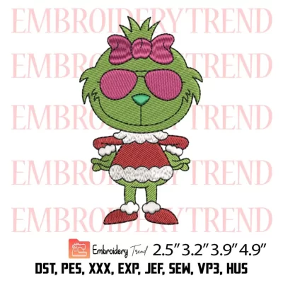 Christmas Grinch Girl Embroidery Design, Grinch Boy And Girl Embroidery Digitizing File