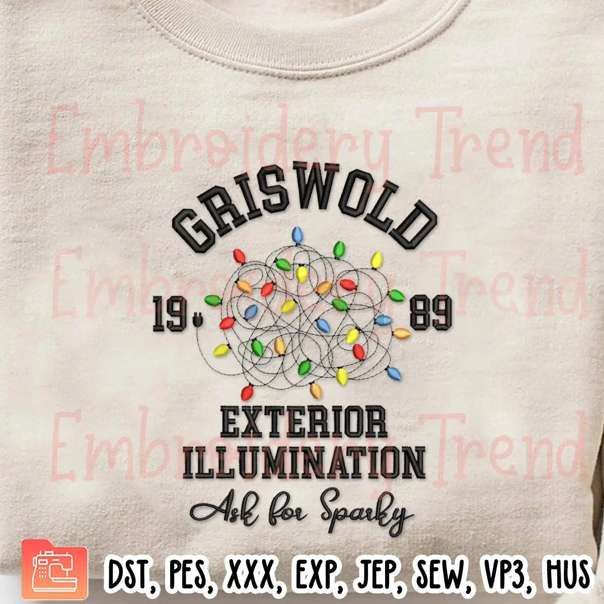 Griswold 1989 Exterior Illumination Embroidery Design, Gift For Christmas Embroidery Digitizing Pes File