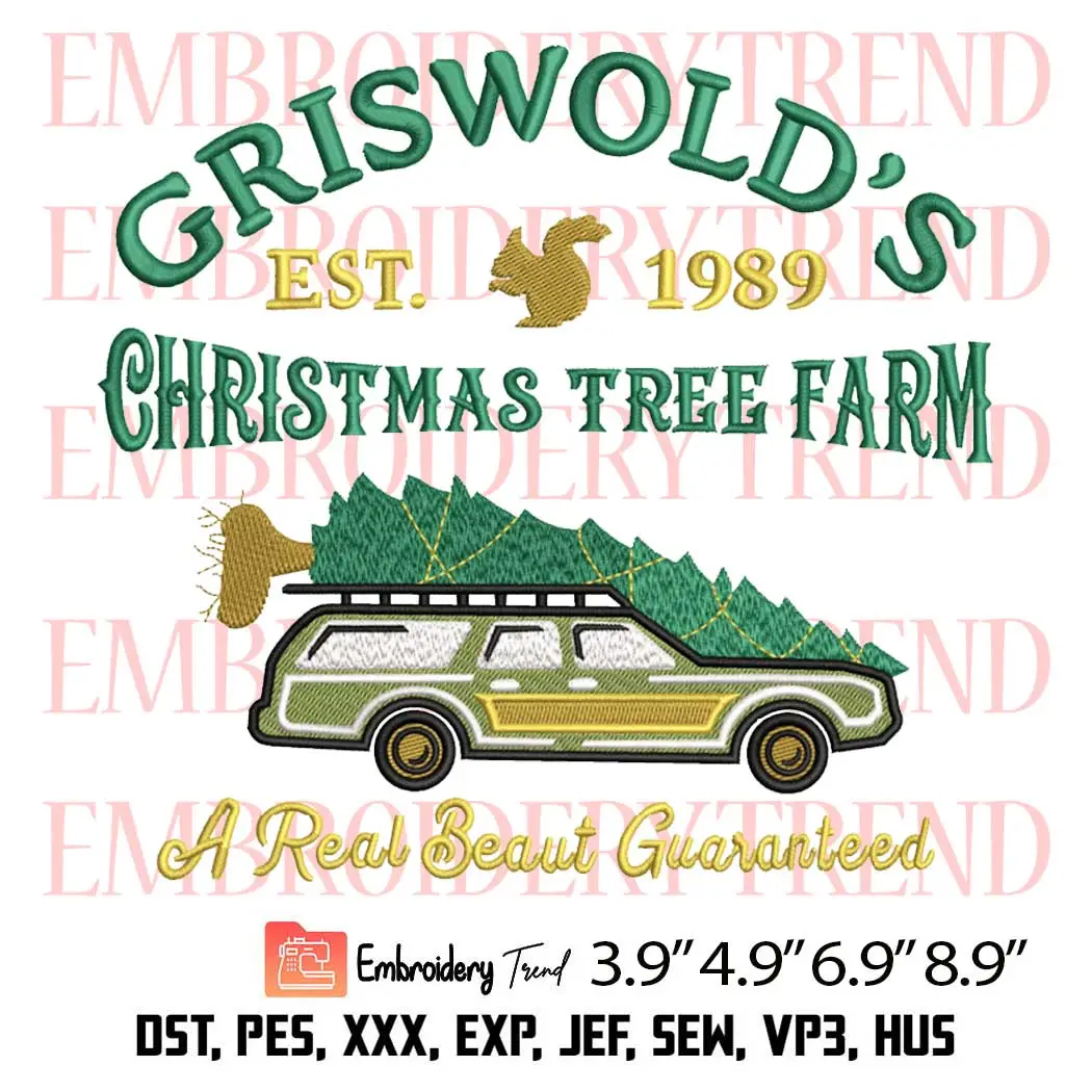 Griswold Christmas Tree Farm Embroidery Design, Funny Christmas Embroidery Digitizing Pes File