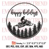 Happy Sledding Embroidery Design, Snowmobile Rider Embroidery Digitizing Pes File