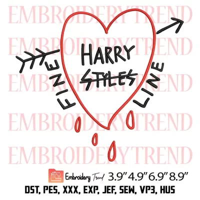 Harry Styles Fine Line Embroidery Design, Fine Line Arrow Heart Embroidery Digitizing File