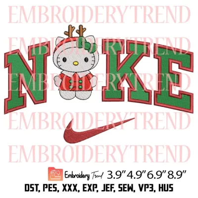 Hello Kitty Reindeer x Nike Embroidery Design, Cute Christmas Gift Embroidery Digitizing Pes File